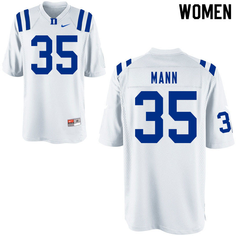 Women #35 Steve Mann Duke Blue Devils College Football Jerseys Sale-White - Click Image to Close